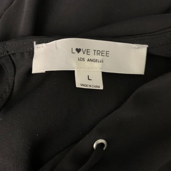Love Tree Sleeveless Jumpsuit L Black Pockets Elastic Waist Lace Up V Neck - Picture 6 of 6